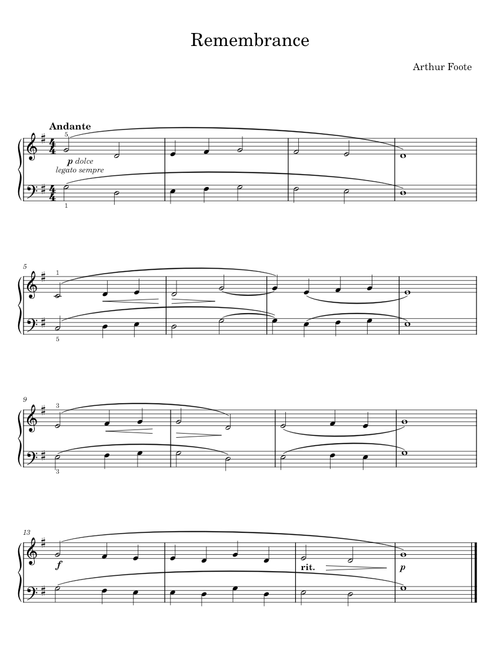 Remembrance - Arthur Foote