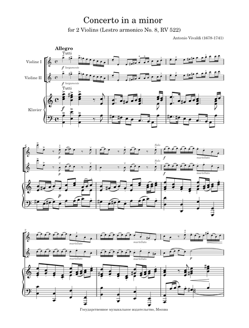 Concerto for 2 Violins in A minor, RV 522 – Antonio Vivaldi
