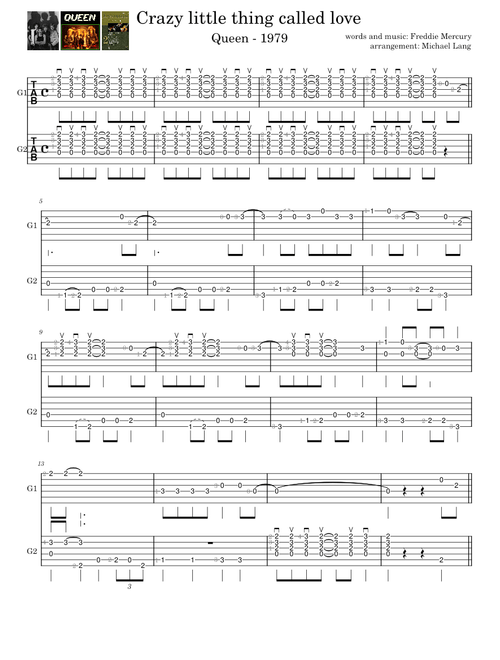 Crazy little thing called love (for 2 guitars) – Queen