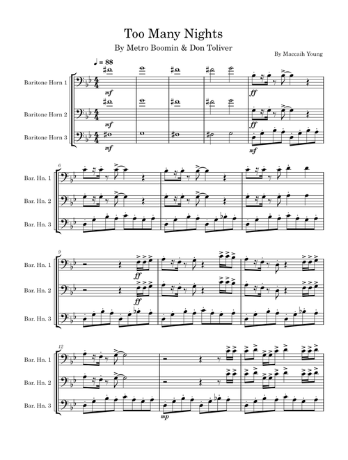 Too Many Nights - Euphonium/Baritone Fanfare