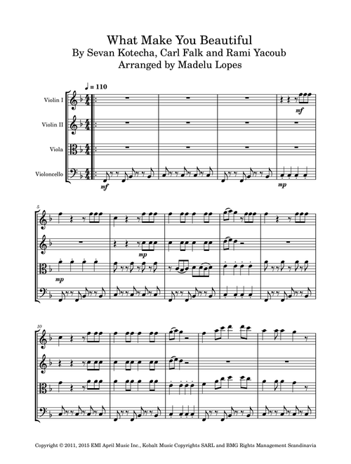 What Makes You Beautiful (Arr. Madelu Lopes) - One Direction (String Quartet)