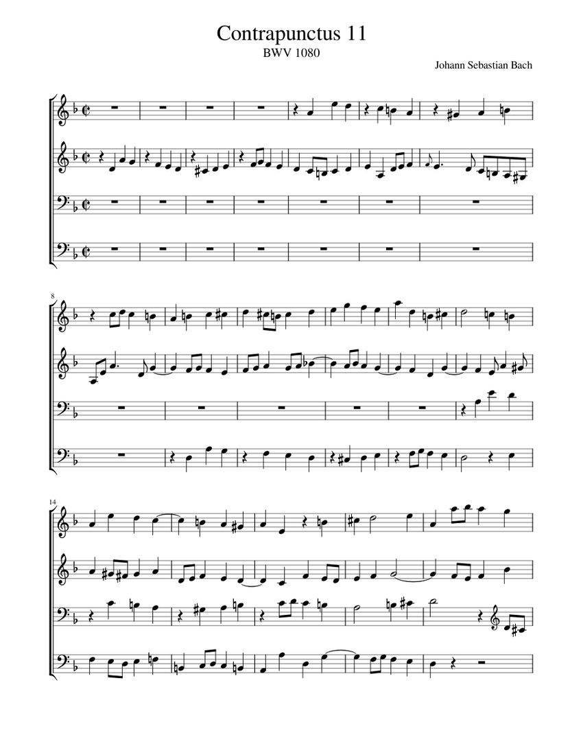 J.S.Bach - The Art of Fugue, BWV 1080: Contrapunctus 11 Sheet