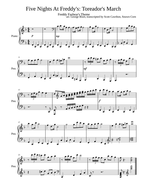 Five nights at freddys - freddy fazbears theme – Misc Computer Games Five Night's At Freddy's : Carmen's Toreador's March