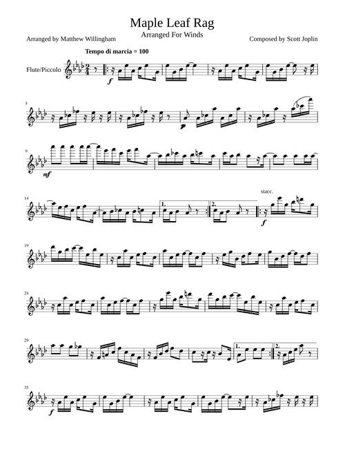 Maple Leaf Rag for Flute