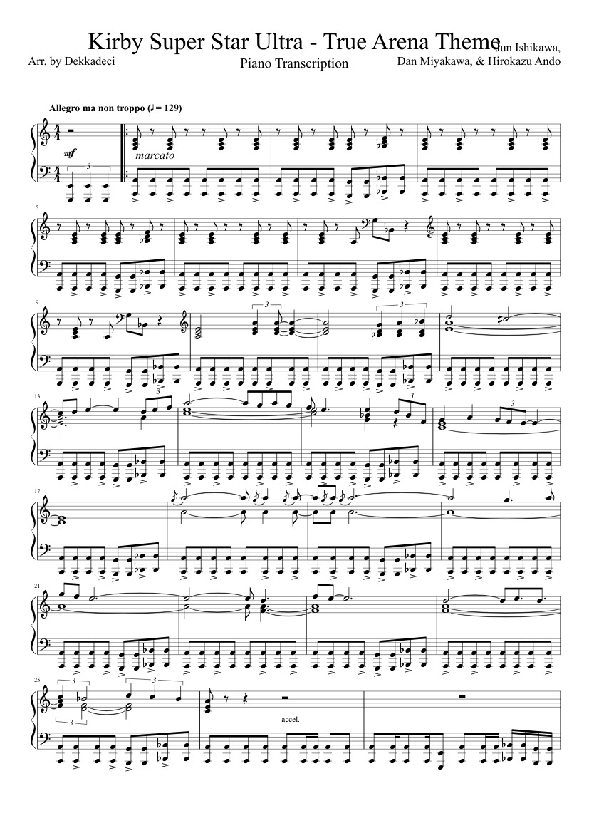 Kirby Super Star Ultra - True Arena Theme (Piano Transcription) Sheet music  for Piano (Solo) 