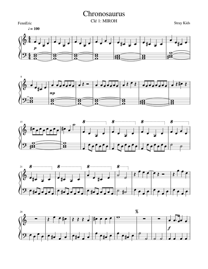 Chronosaurus Sheet Music for Piano (Solo) easy | MuseScore.com