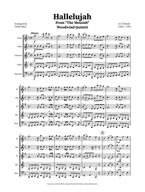 Hallelujah Chorus from Messiah - Woodwind Quintet (Arr. Valdir Maia) - George Frideric Handel (Woodwind Ensemble)
