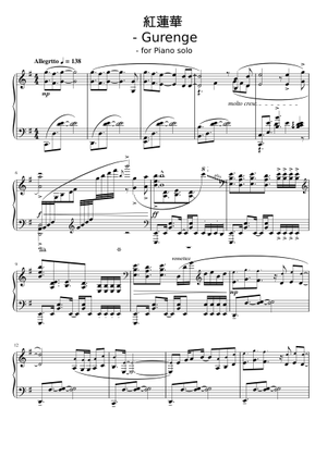 Gurenge 紅蓮華 Sheet Music for Piano (Solo) | MuseScore.com