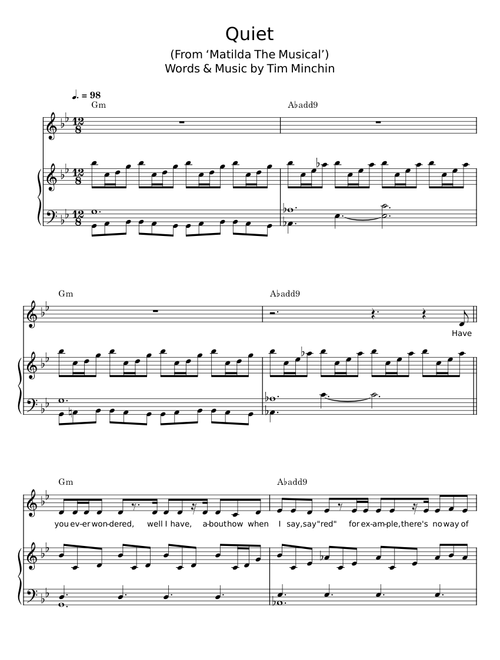 Quiet - matilda the musical - Tim Minchin