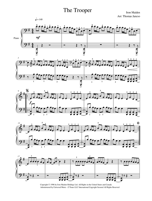 The Trooper (Arr. Thomas Jancso) - Iron Maiden (Piano Solo)