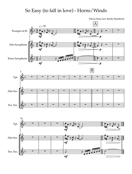So Easy (To Fall In Love) (Arr. Basile Humbert) - Olivia Dean (Jazz Combo)