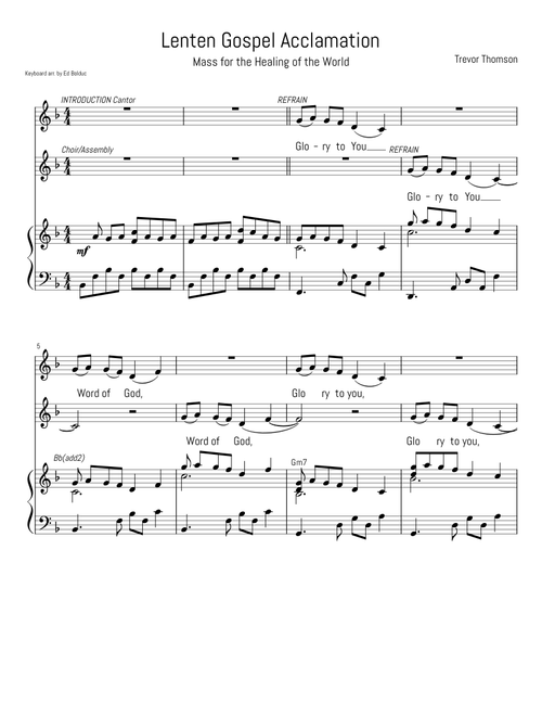 Lenten Gospel Acclamation - Trevor Thomson - Mass for the Healing of the World