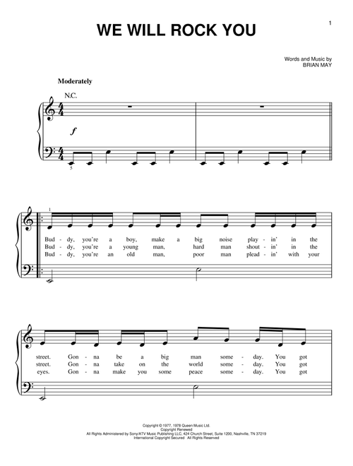 We Will Rock You - Queen (Very Easy Piano)