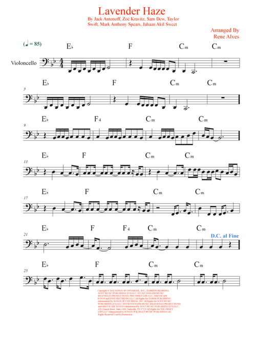 Lavender Haze (Arr. Rene Alves) - Taylor Swift (Cello Solo)
