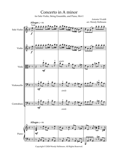 Concerto in A minor Op. 3, No. 6, 1st Movement (Arr. Wendy Hellmann) - Antonio Vivaldi (String Ensemble)