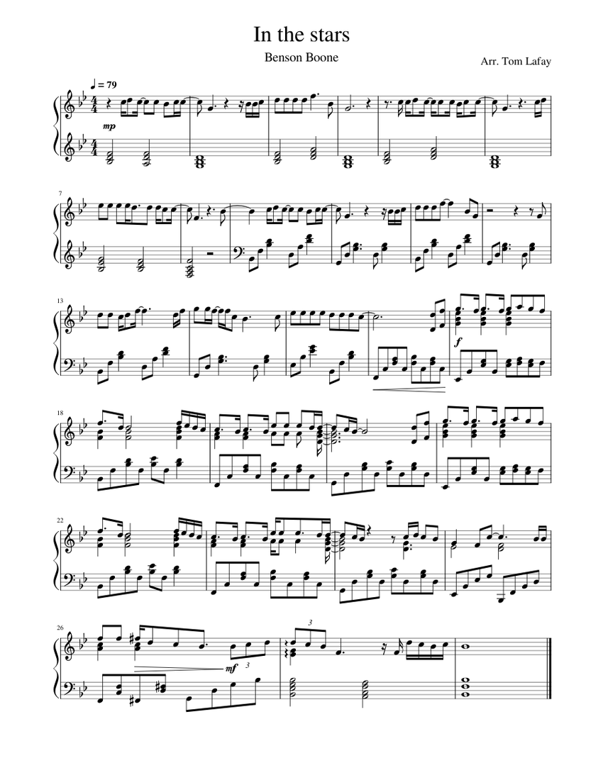 In the stars Benson Boone Sheet Music for Piano (Solo)