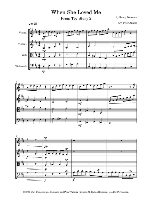 When She Loved Me (Arr. Tyler Adams) - Sarah McLachlan (String Quartet)