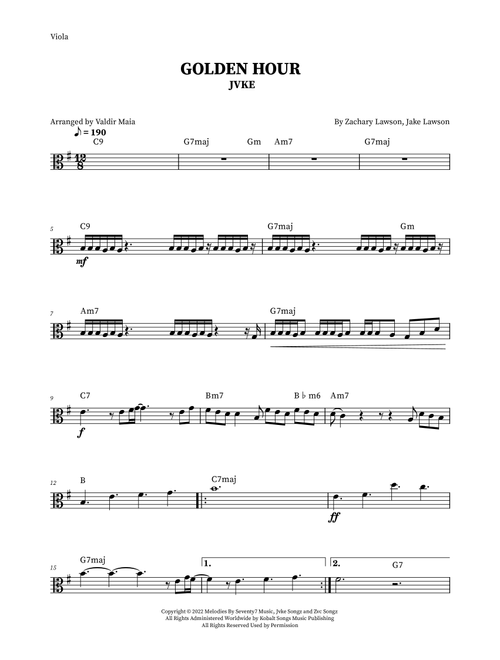 Golden Hour (Arr. Valdir Maia) - Jvke (Viola Solo)