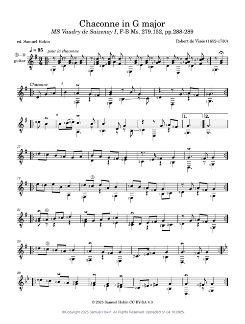 Chaconne in G major – Robert de Visée