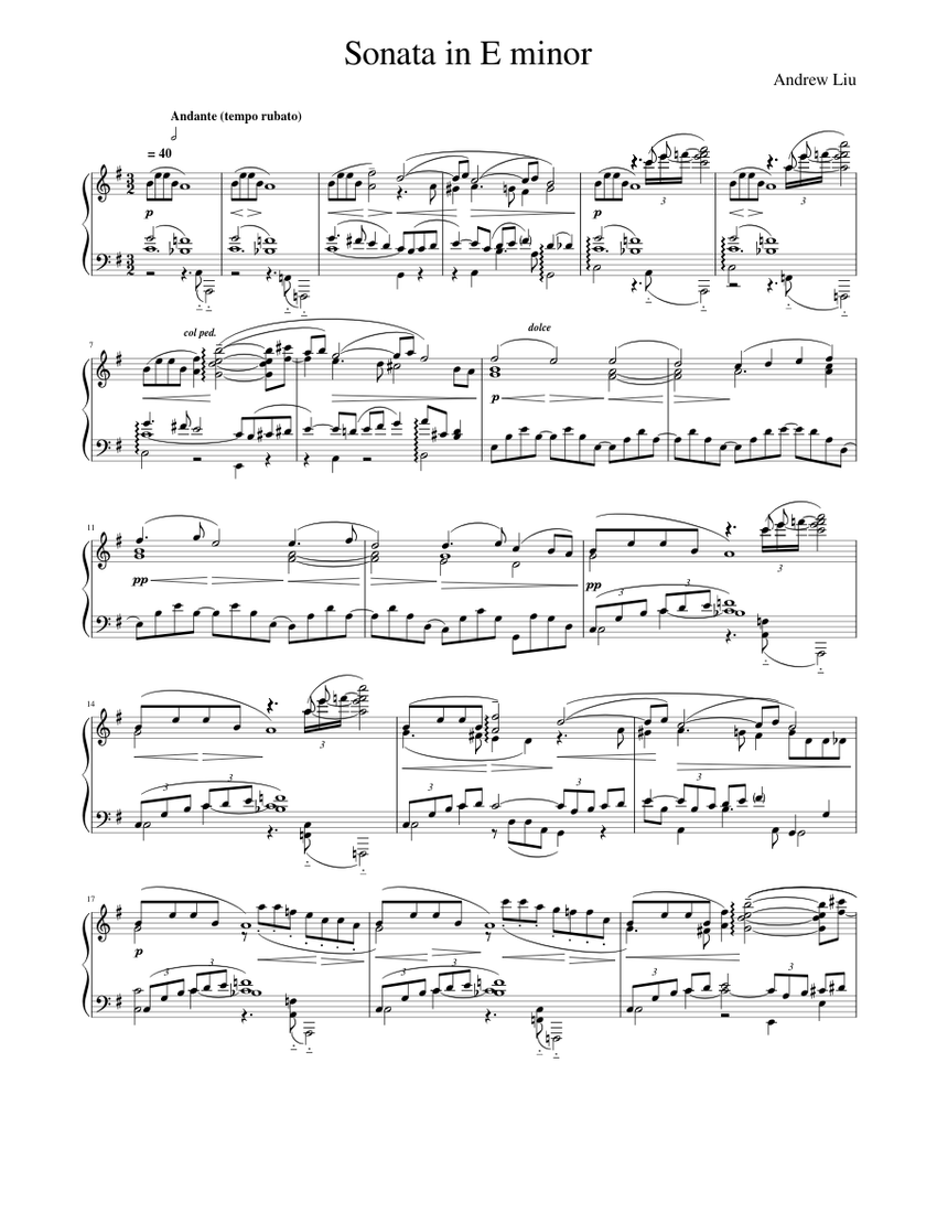 Sonata in E minor Sheet music for Piano (Solo) | Musescore.com