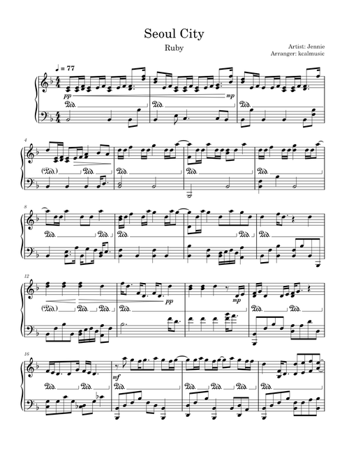 Seoul City (Piano Arr.) – Jennie