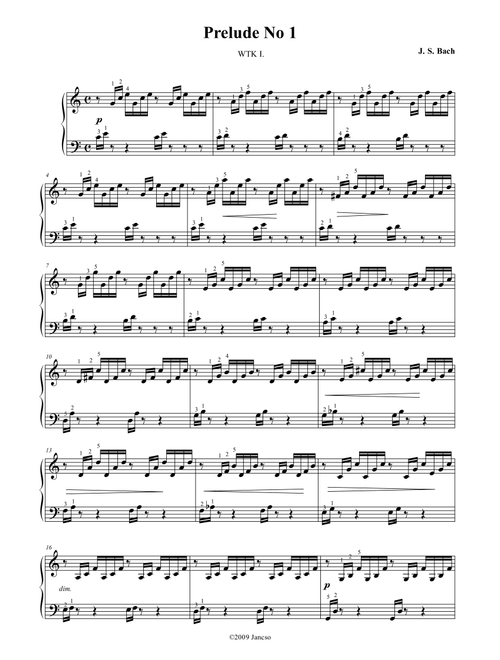 Prelude 1 in C major (Arr. Thomas Jancso) - J. S. Bach (Piano Solo)