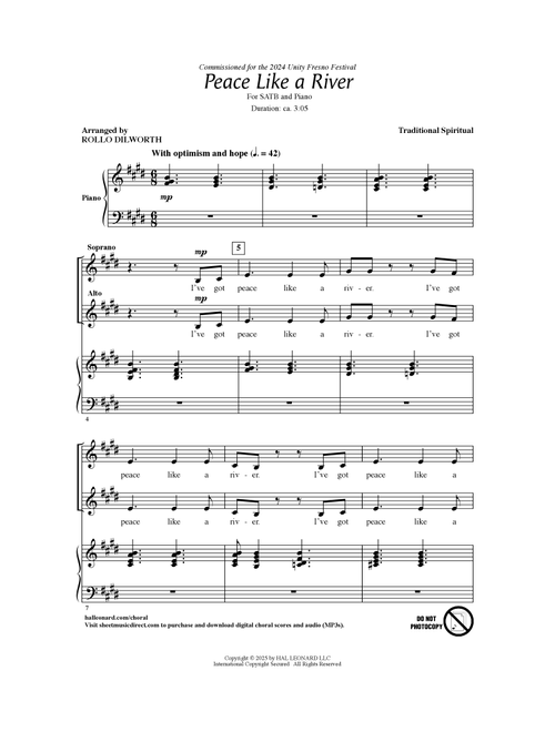 Peace Like A River (arr. Rollo Dilworth) - Traditional Spiritual (Choral, SATB)