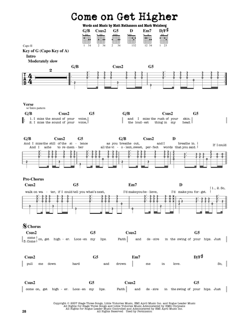 Come On Get Higher - Matt Nathanson (Guitar Lead Sheet)