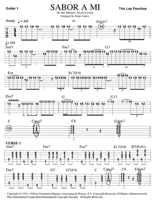 Sabor A Mi (be True To Me) (Arr. Jorge Juárez) - Alvaro Carrillo (Guitar Tab)