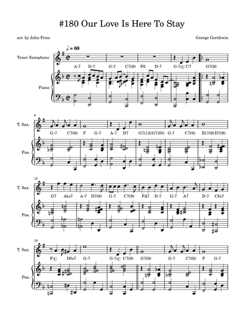 Our Love Is Here To Stay (Arr. John Fries) - Jonathan Simon (Tenor Sax and Piano)
