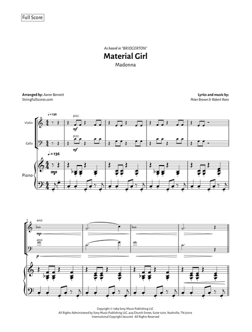 Material Girl (Arr. Aaron Bennett) - Madonna (String Ensemble)