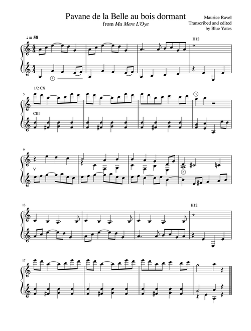 Pavane de la Belle au bois dormant (Maurice Ravel) (Arr. Blue Yates) (Instrumental Duet)