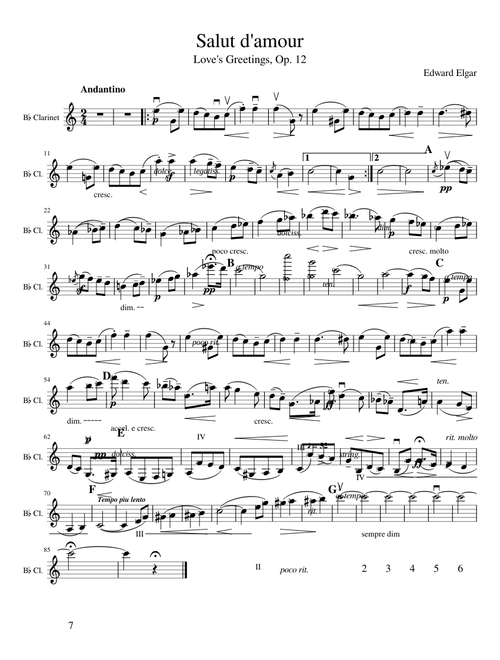 Bb Salut d'amour clarinet Elgar Bb