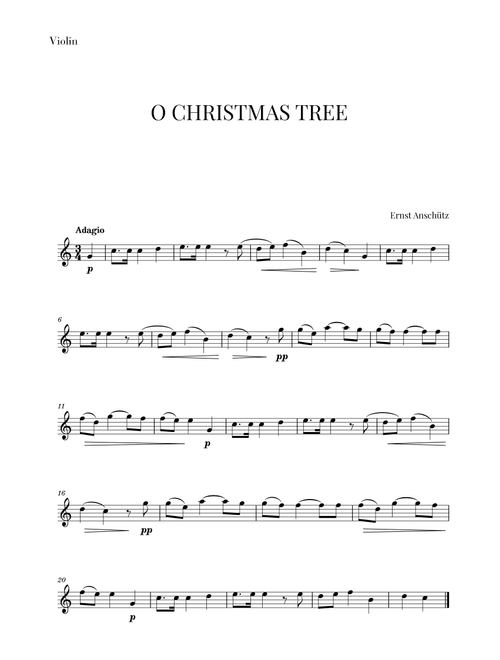 Mon Beau Sapin for Violin (Arr. Cadenza Editions) - Ernst Anschütz (Violin Solo)