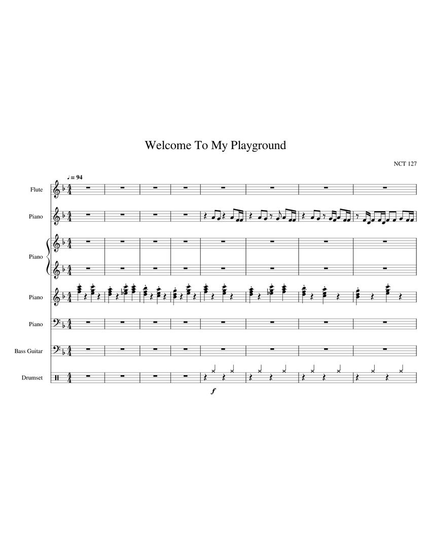 Welcome To My Playground - NCT 127 Sheet Music for Piano, Flute