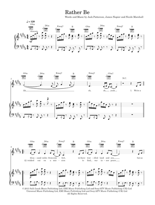 Rather be - Clean Bandit (Piano-Voice-Guitar)