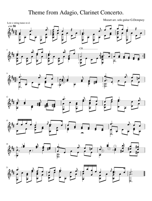Mozart Clarinet concerto D 20
