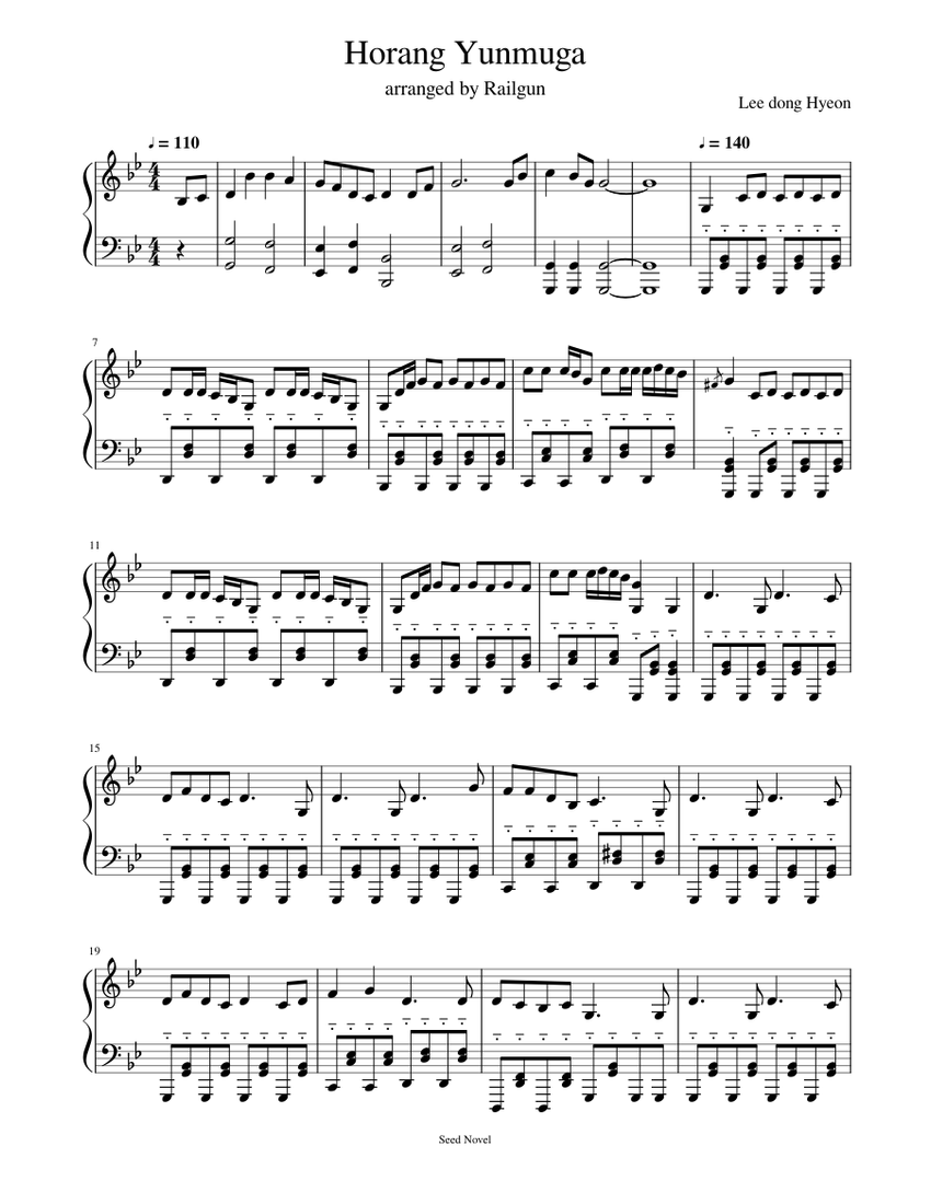 Horang Yunmuga Sheet Music for Piano (Solo) | MuseScore.com