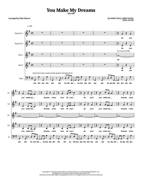 You Make My Dreams (Arr. Deke Sharon) - Glee Cast (Mashup W/350650) (Choral)