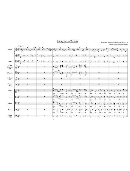 W.A. Mozart - Requiem - Lacrimosa/Amen - Completion by Timothy Jones