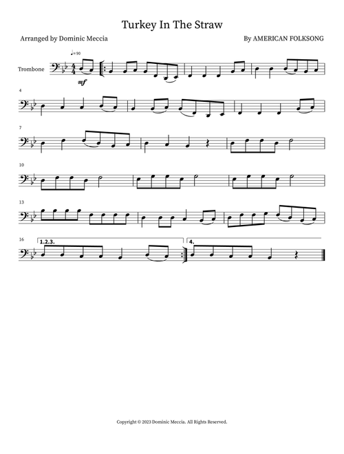 Turkey In The Straw (Arr. Dominic Meccia) - American Folksong (Instrumental Solo)