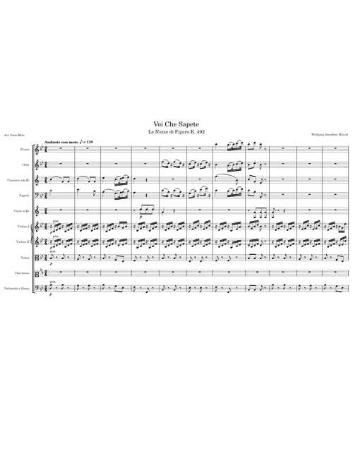 Voi Che Sapete (Instrumental) Le nozze di Figaro K.492