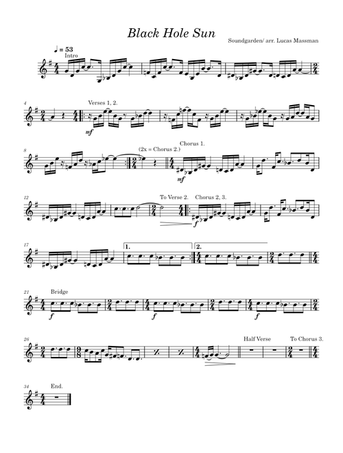 Black Hole Sun for Violin – Soundgarden