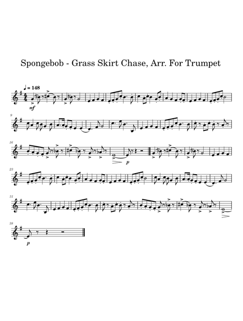 Spongbob - Grass Skirt Chase, Arr. for Trumpet