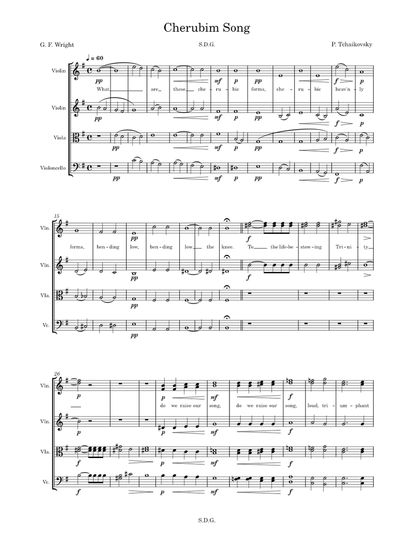 Cherubim Song Tchaikovsky Sheet music for Violin, Viola, Cello