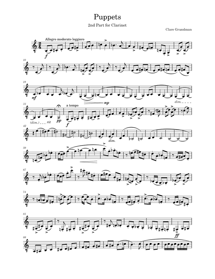 Puppets – Clare Grundman PuppetsPart2 Sheet music for Guitar (Solo ...