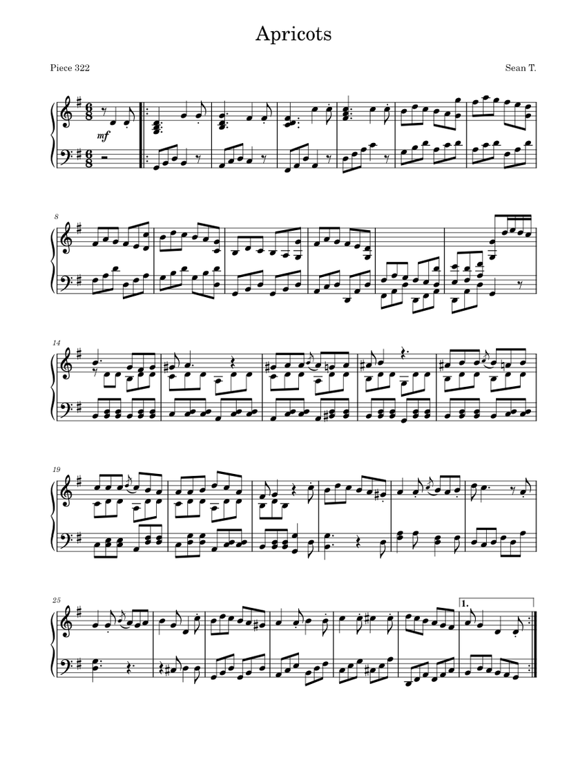 Apricots Sheet music for Piano (Solo)
