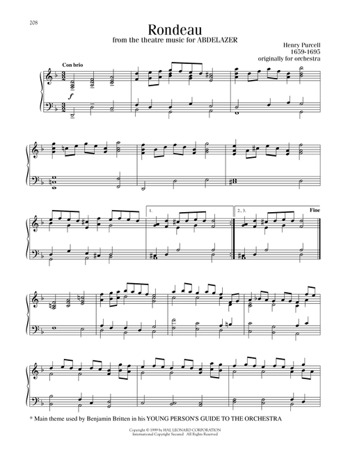Rondo (Rondeau) - Henry Purcell (Piano Solo)