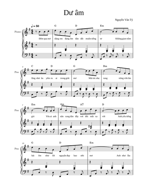 Dư Âm – Nguyễn Văn Tý (Phiên bản dễ)