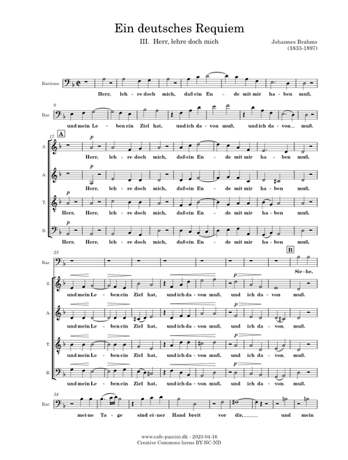 Ein deutsches Requiem, III. Herr, lehre doch mich - Brahms